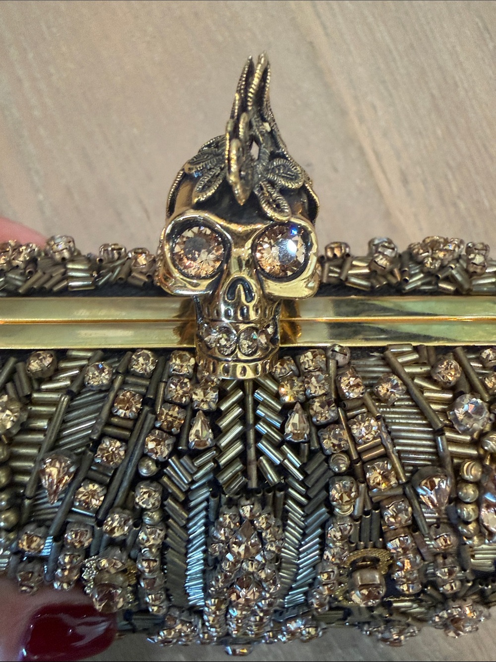 Alexander McQueen embellished Evening Clutch with Gold Skull Accent - Picture 2 of 11